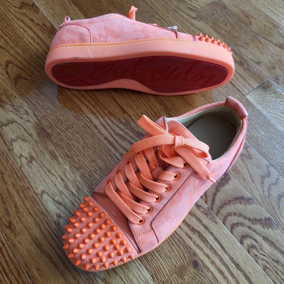 Christian Louboutin Orange Studded Sneakers